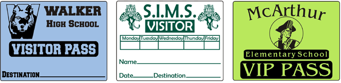 Sample visitor pass ID labels